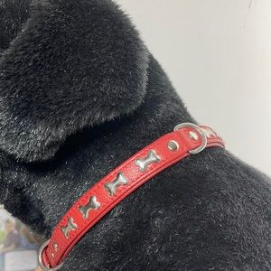 Red bone leather collar -18 inches